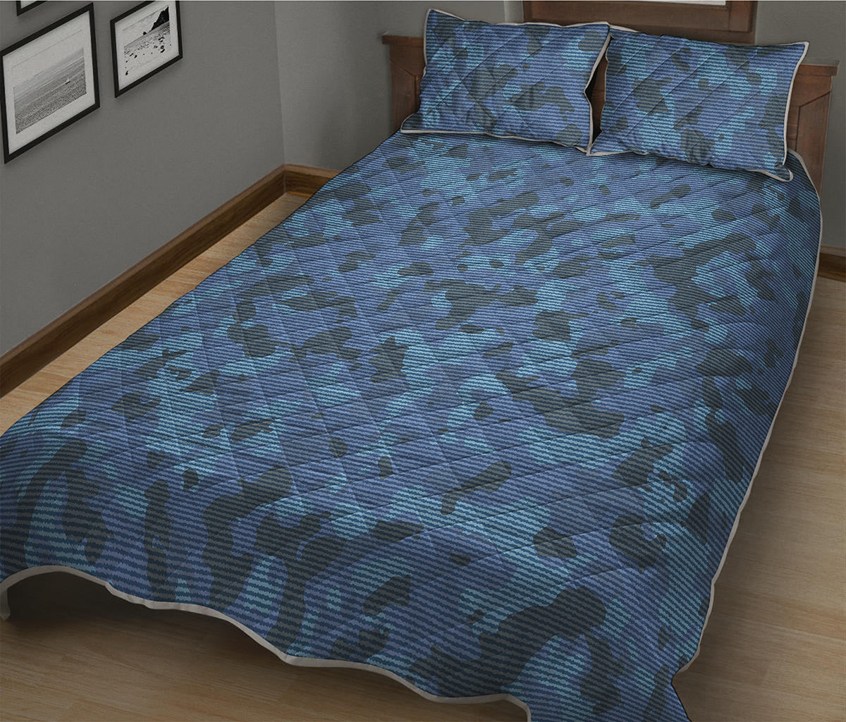 Camouflage Denim Jeans Pattern Print Quilt Bed Set