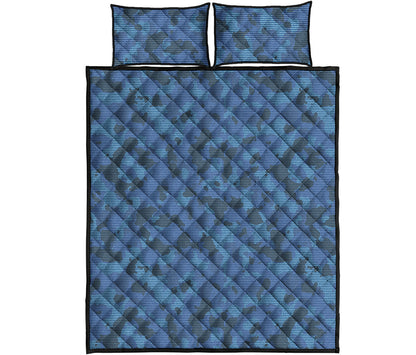 Camouflage Denim Jeans Pattern Print Quilt Bed Set