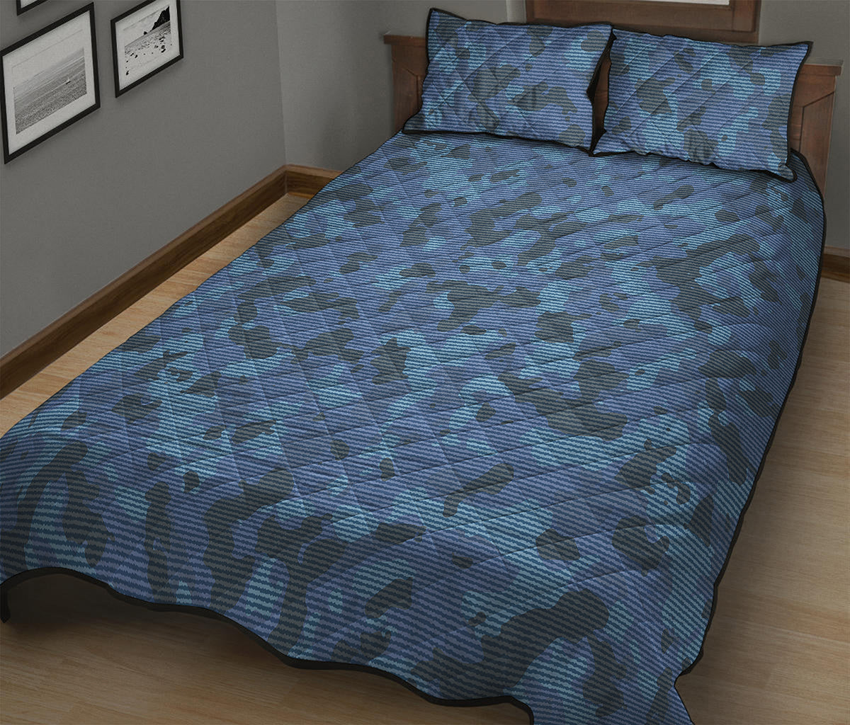 Camouflage Denim Jeans Pattern Print Quilt Bed Set