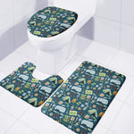 Camping Equipment Pattern Print 3 Piece Bath Mat Set