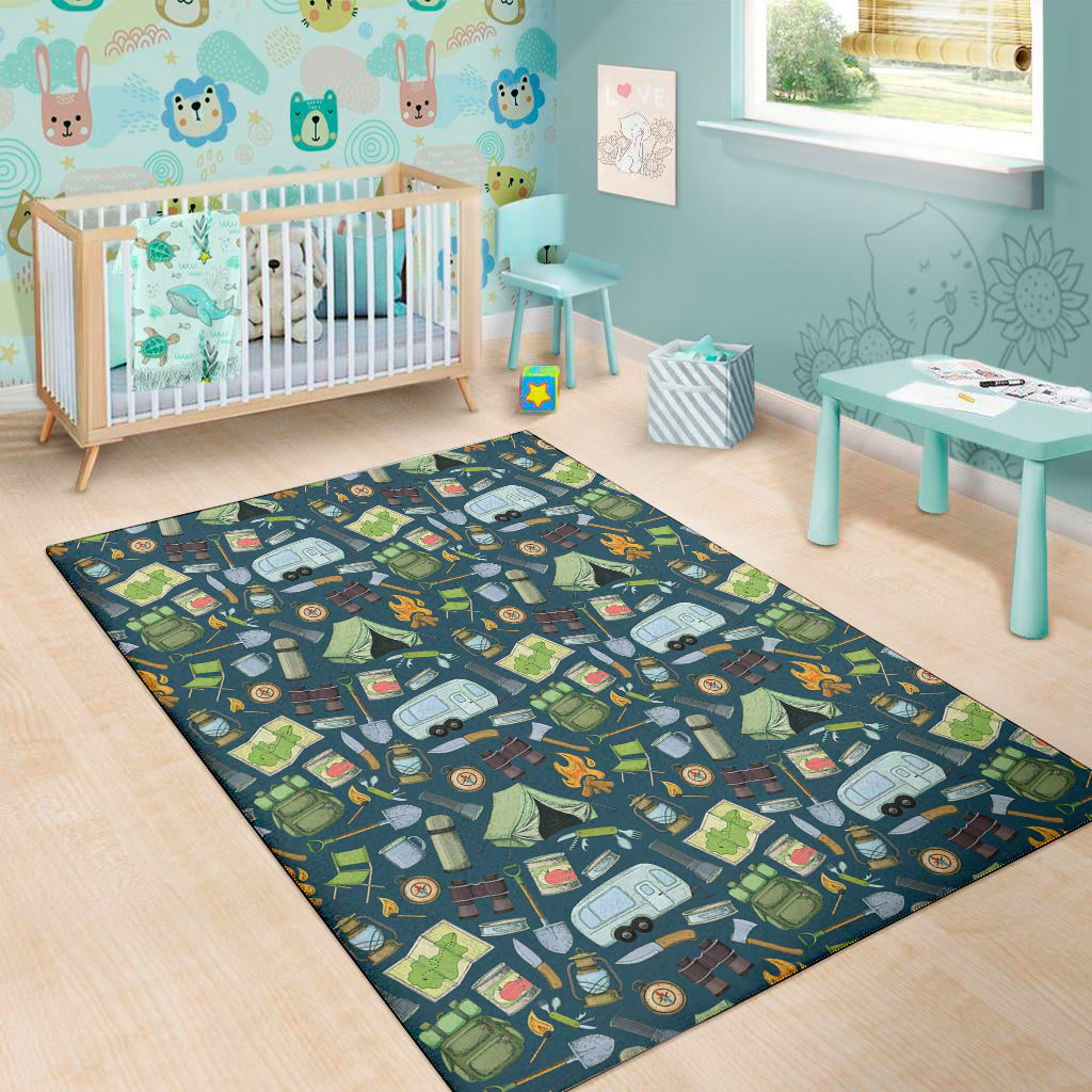 Camping Equipment Pattern Print Area Rug