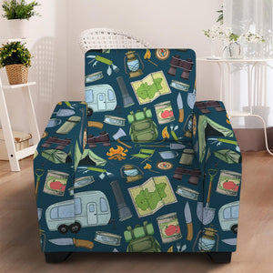 Camping Equipment Pattern Print Armchair Slipcover