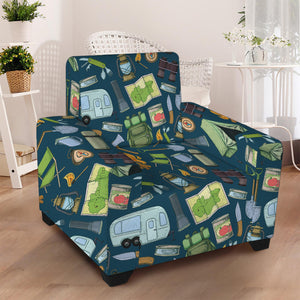 Camping Equipment Pattern Print Armchair Slipcover