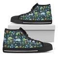 Camping Equipment Pattern Print Black High Top Sneakers