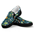 Camping Equipment Pattern Print Black Slip On Sneakers