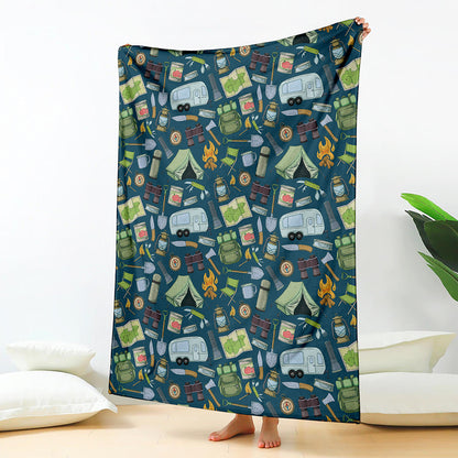 Camping Equipment Pattern Print Blanket