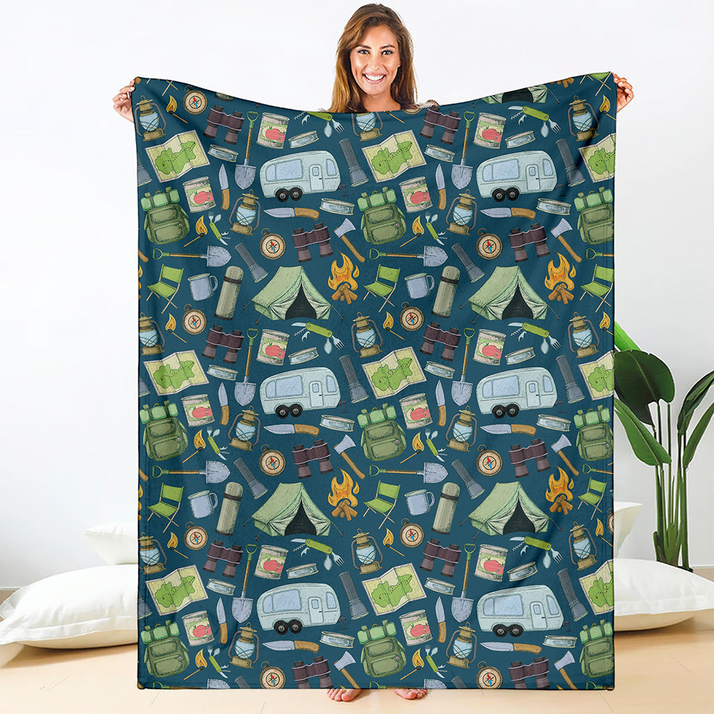 Camping Equipment Pattern Print Blanket