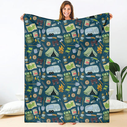 Camping Equipment Pattern Print Blanket