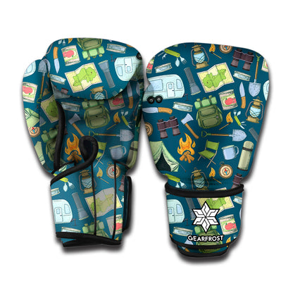 Camping Equipment Pattern Print Boxing Gloves