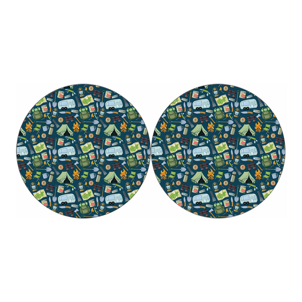 Camping Equipment Pattern Print Car Coasters