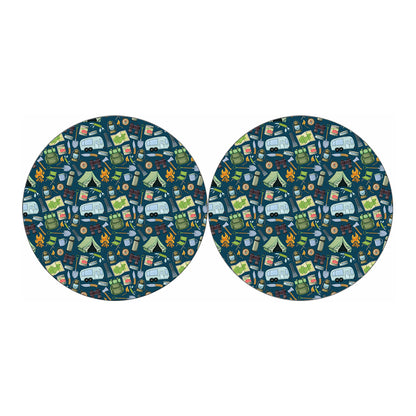 Camping Equipment Pattern Print Car Coasters