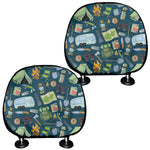 Camping Equipment Pattern Print Car Headrest Covers