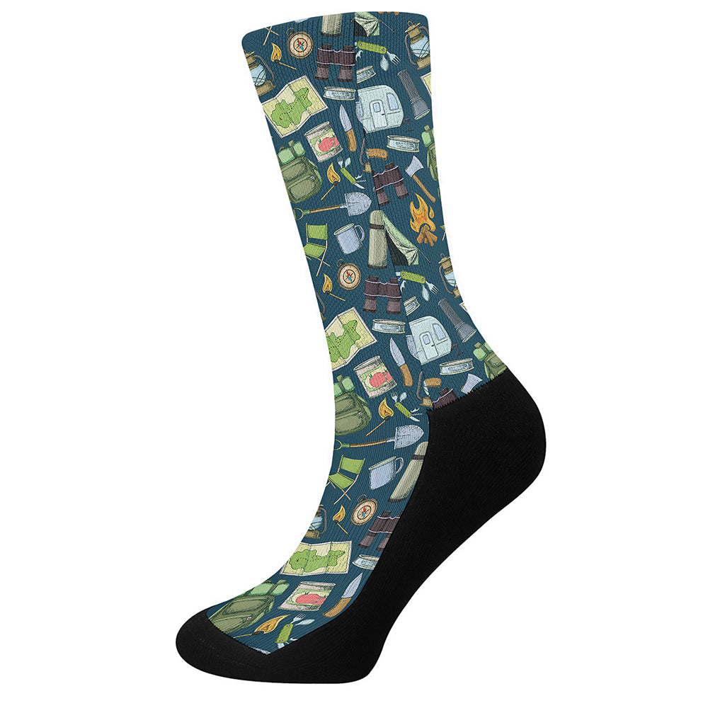 Camping Equipment Pattern Print Crew Socks