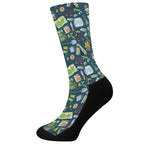 Camping Equipment Pattern Print Crew Socks