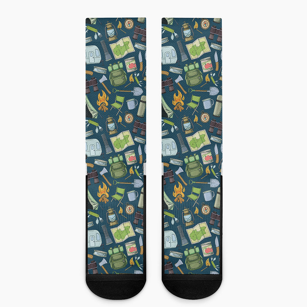 Camping Equipment Pattern Print Crew Socks