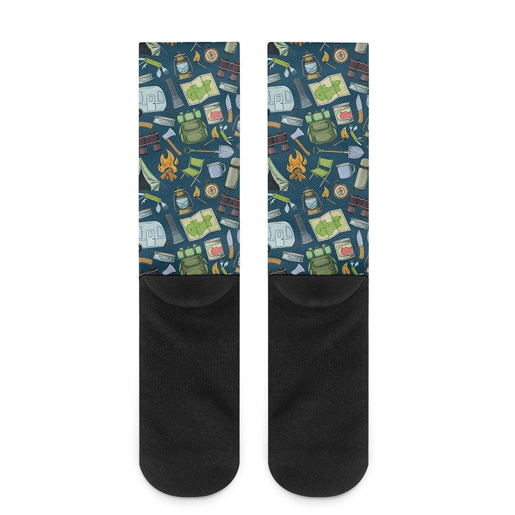 Camping Equipment Pattern Print Crew Socks
