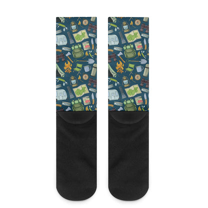 Camping Equipment Pattern Print Crew Socks