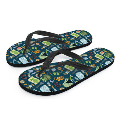 Camping Equipment Pattern Print Flip Flops