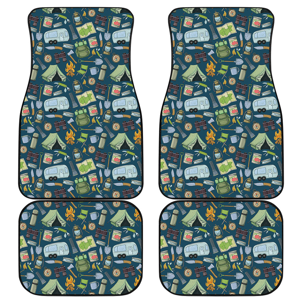 Camping Equipment Pattern Print Front and Back Car Floor Mats