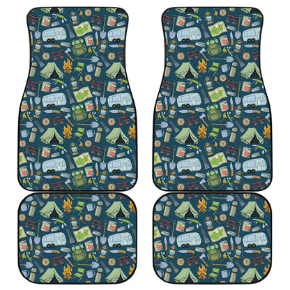 Camping Equipment Pattern Print Front and Back Car Floor Mats