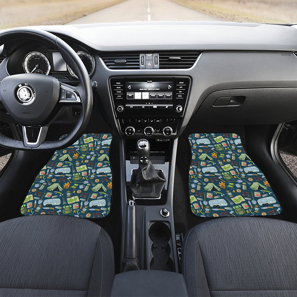 Camping Equipment Pattern Print Front and Back Car Floor Mats