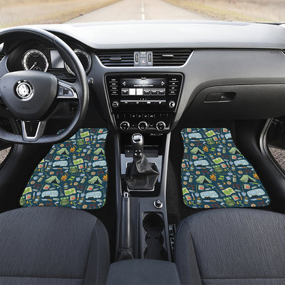 Camping Equipment Pattern Print Front and Back Car Floor Mats