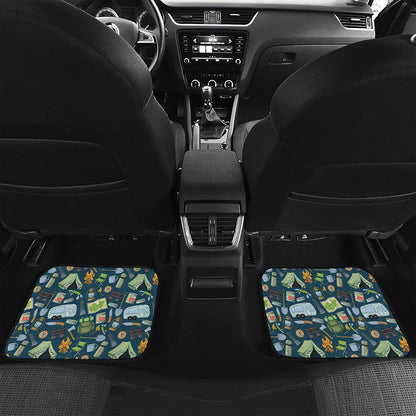 Camping Equipment Pattern Print Front and Back Car Floor Mats