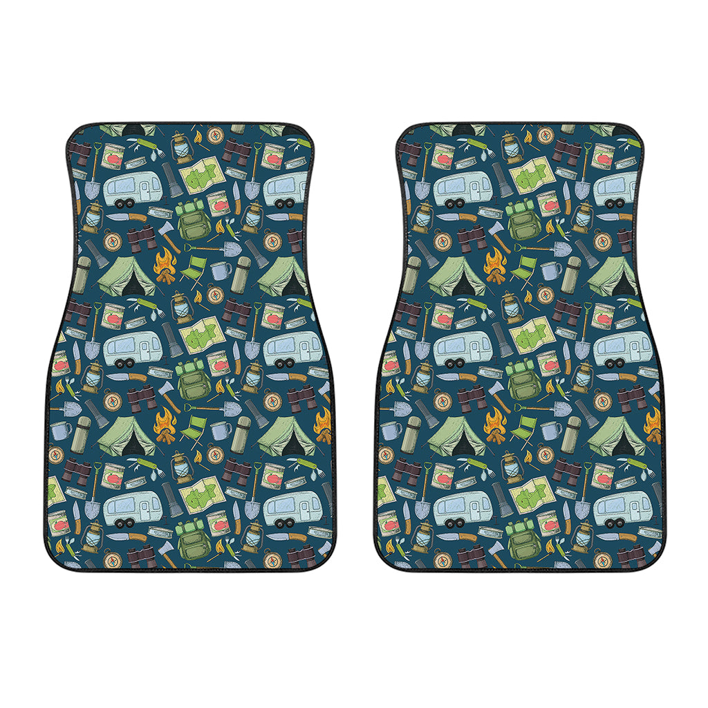 Camping Equipment Pattern Print Front Car Floor Mats