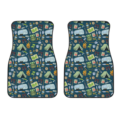 Camping Equipment Pattern Print Front Car Floor Mats