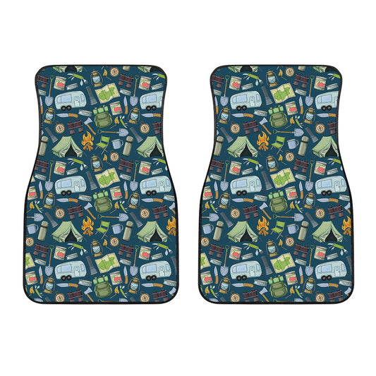 Camping Equipment Pattern Print Front Car Floor Mats