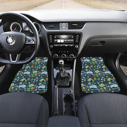 Camping Equipment Pattern Print Front Car Floor Mats