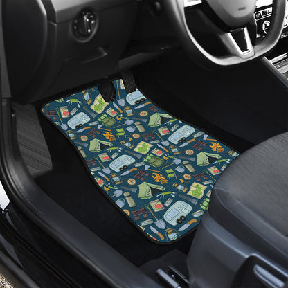 Camping Equipment Pattern Print Front Car Floor Mats