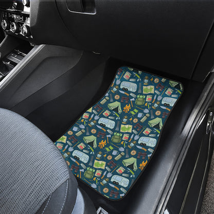 Camping Equipment Pattern Print Front Car Floor Mats