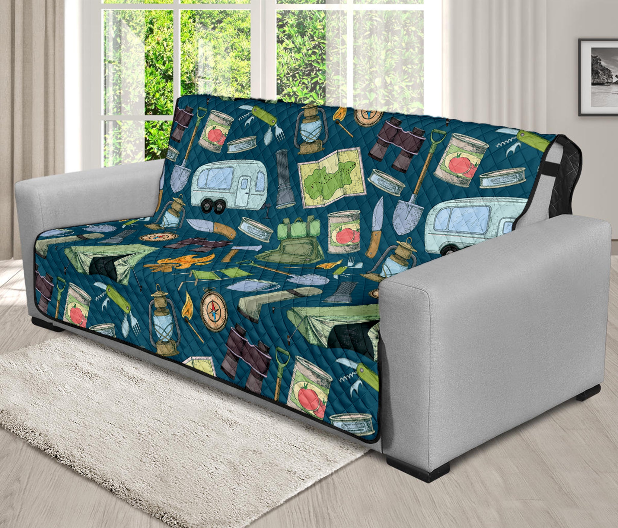 Camping Equipment Pattern Print Futon Protector