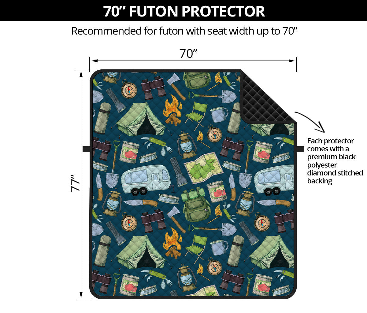 Camping Equipment Pattern Print Futon Protector