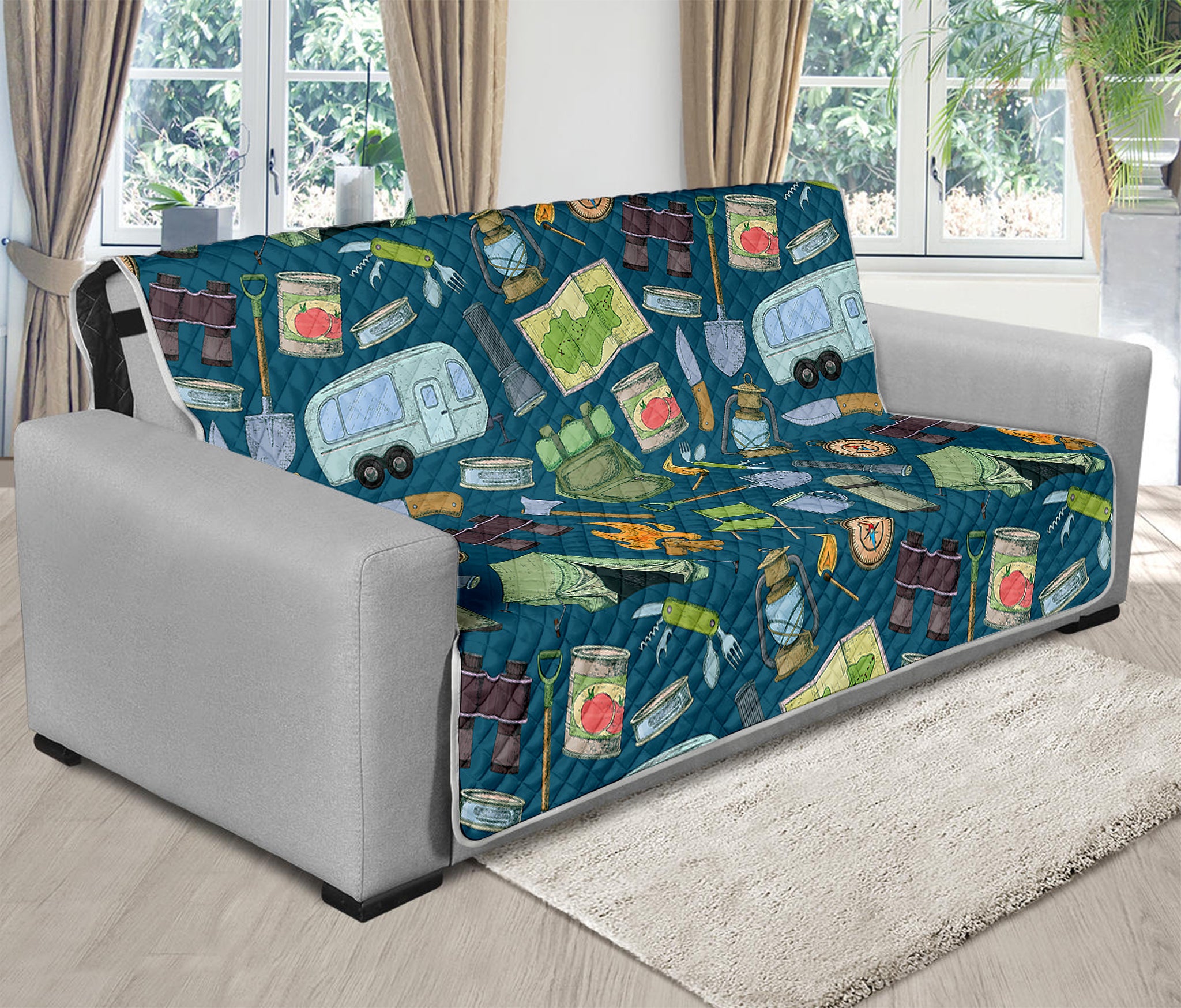 Camping Equipment Pattern Print Futon Protector