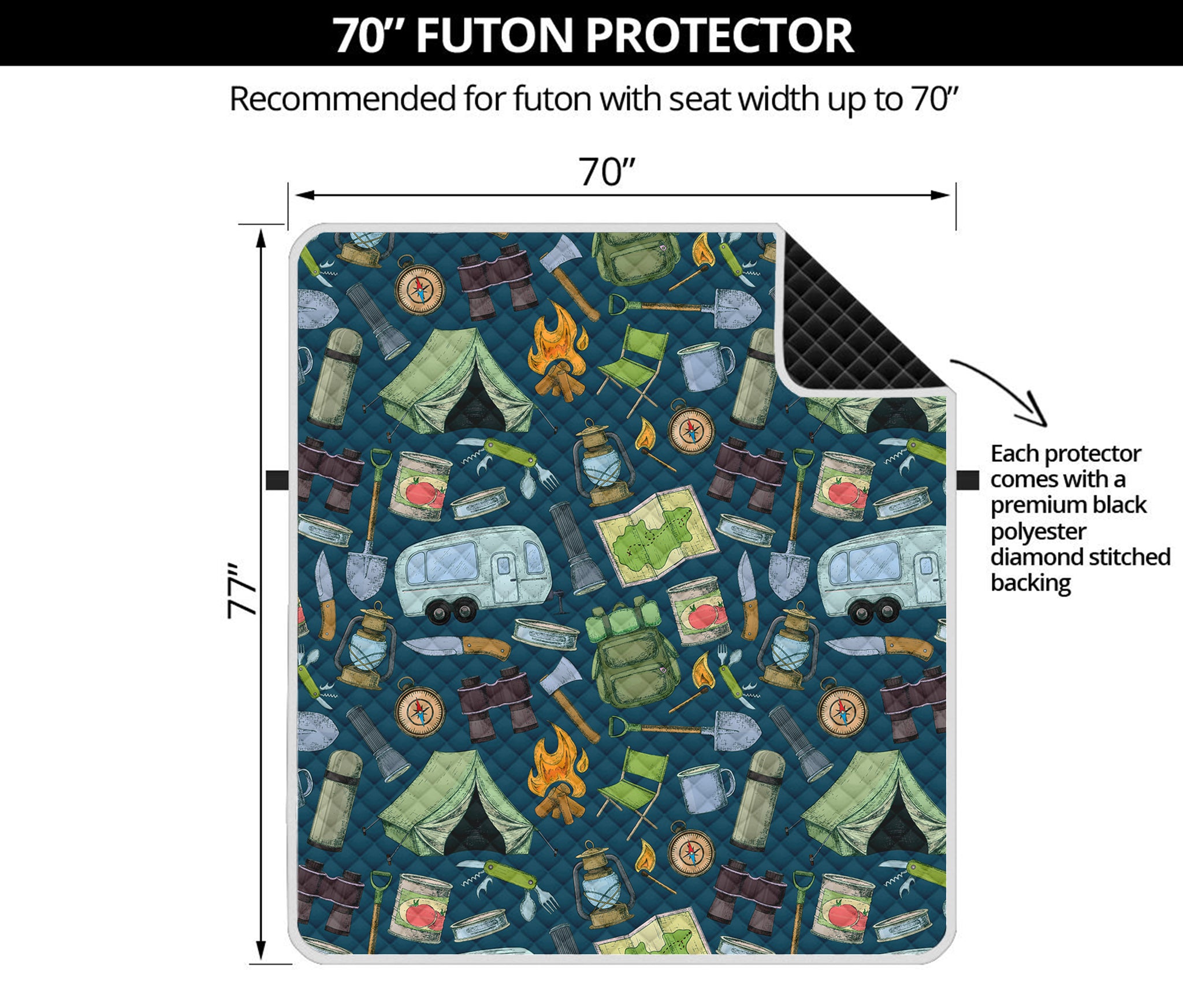 Camping Equipment Pattern Print Futon Protector