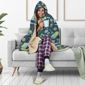 Camping Equipment Pattern Print Hooded Blanket