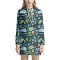 Camping Equipment Pattern Print Pullover Hoodie Dress
