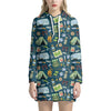 Camping Equipment Pattern Print Hoodie Dress