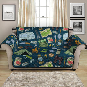 Camping Equipment Pattern Print Loveseat Protector