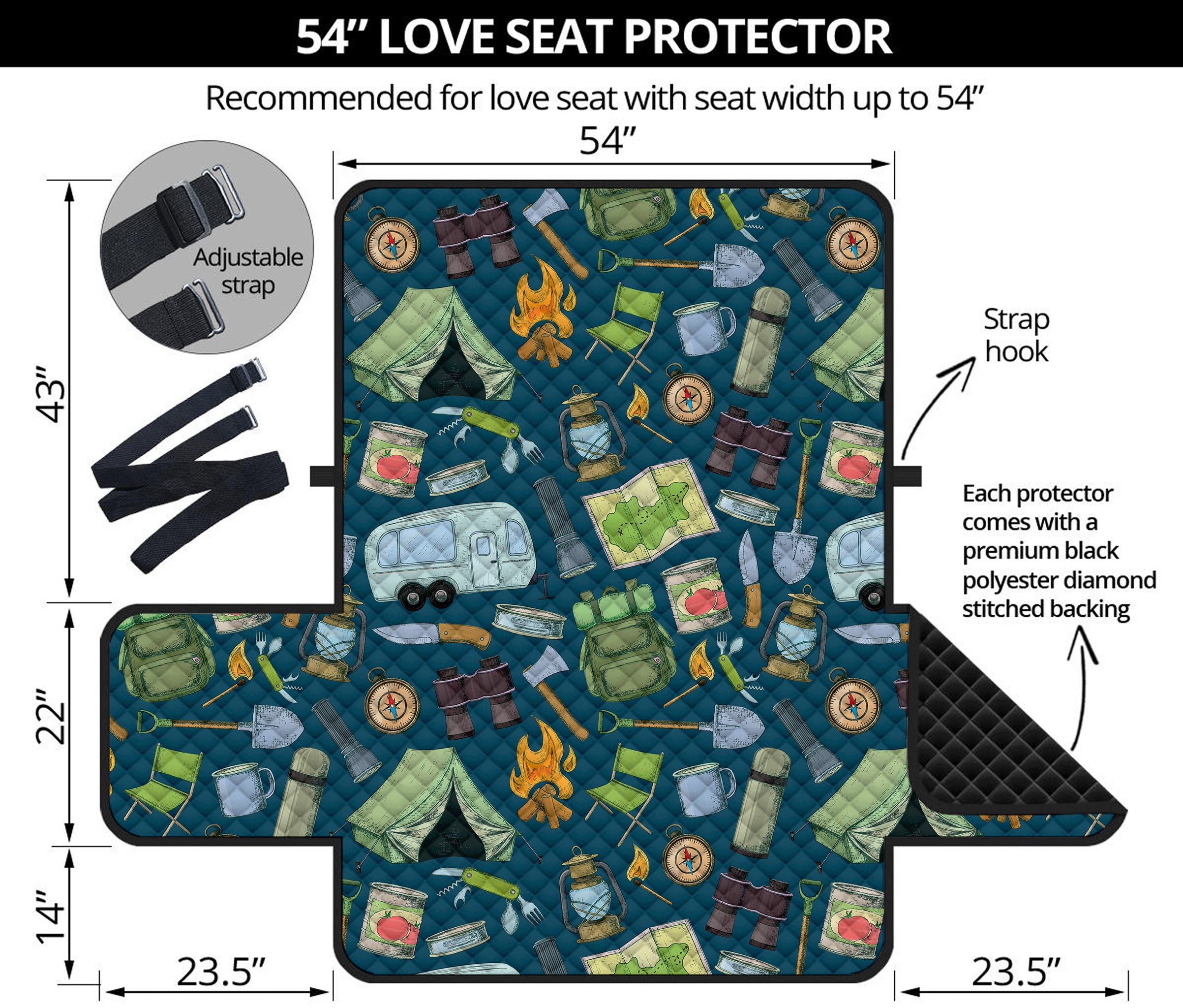 Camping Equipment Pattern Print Loveseat Protector