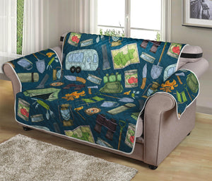 Camping Equipment Pattern Print Loveseat Protector