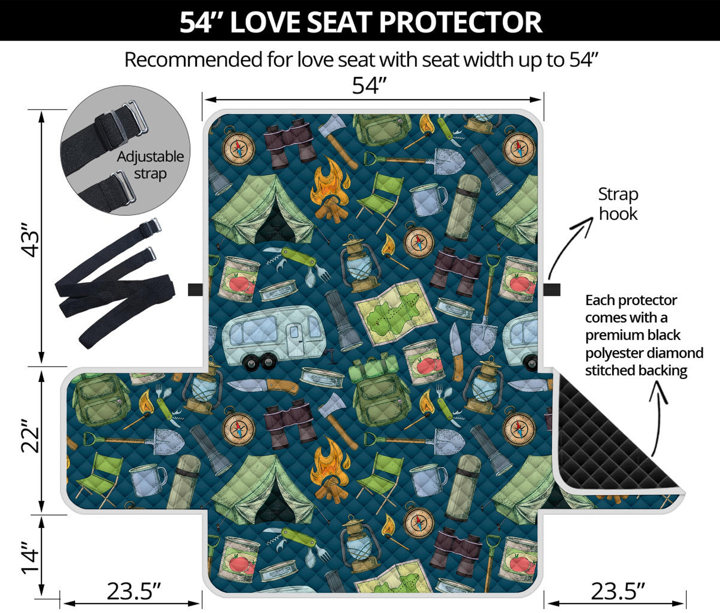 Camping Equipment Pattern Print Loveseat Protector