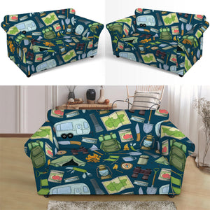 Camping Equipment Pattern Print Loveseat Slipcover