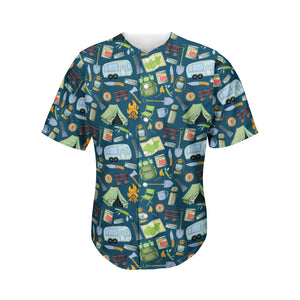 Camping Equipment Pattern Print Men's Baseball Jersey