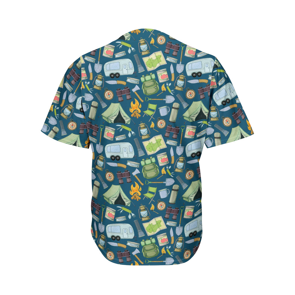 Camping Equipment Pattern Print Men's Baseball Jersey