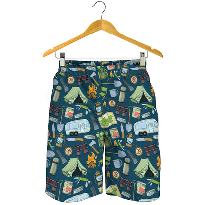 Camping Equipment Pattern Print Men's Shorts