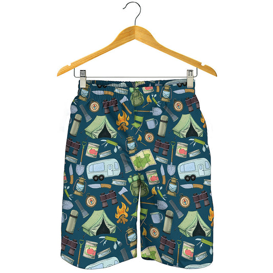 Camping Equipment Pattern Print Men's Shorts