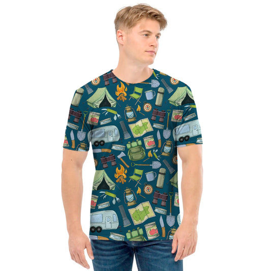 Camping Equipment Pattern Print Men's T-Shirt